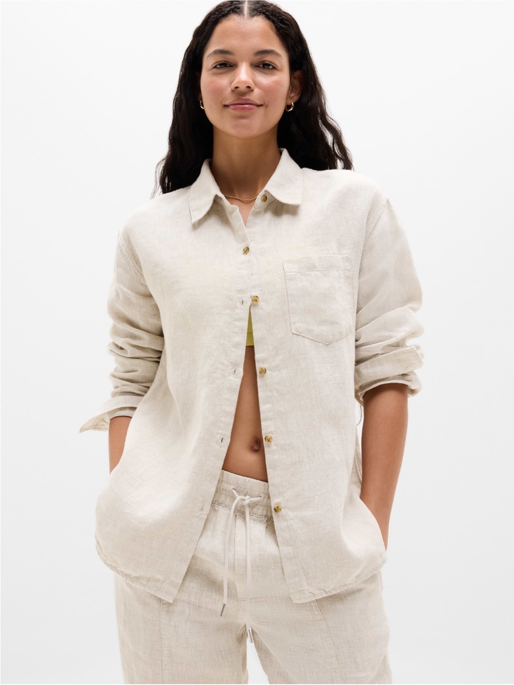 Athleta linen button down shirt